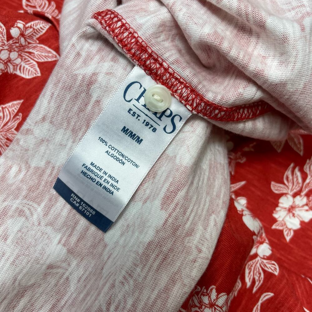 Chaps Mens Seacost Wash Button-Down Printed Shirt Size Medium Red White - Picture 6 of 10